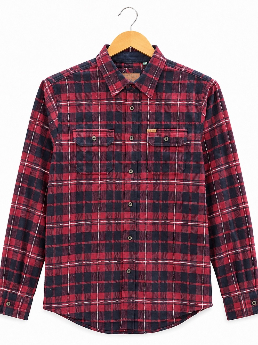 Orvis Mens Flannel Shirt Jacket L Red Navy Plaid Shacket Heavyweight NWT
